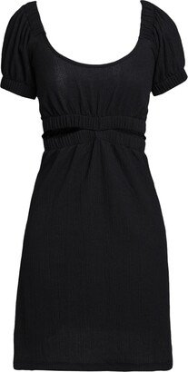 Textured Cut Out Tea Dress Mini Dress Black