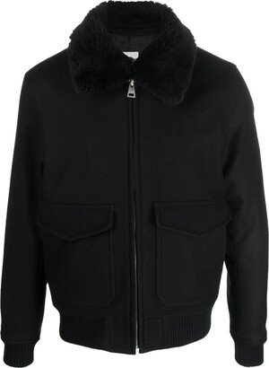 Shearling-Collar Wool-Blend Shirt Jacket