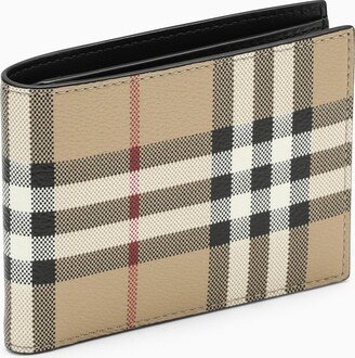 Vintage check beige wallet