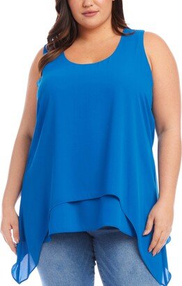 Scoop Neck Layered Asymmetric Crepe Tank