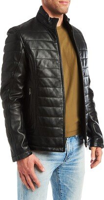 Pino by PinoPorte Dino Stand Collar Leather Jacket