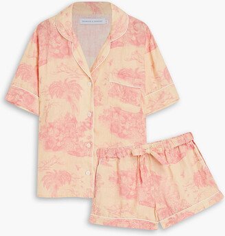 Printed linen pajama set-AB