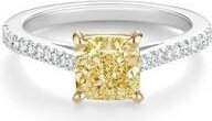Db Classic Pavé Fancy Yellow Cushion-cut Diamond Ring In Platinum
