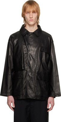 meanswhile Black Double Collar Leather Jacket