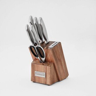 Classic 7pc Stainless Steel Hollow Handle Essentials Knife Block Set with Built in Sharpener Silver