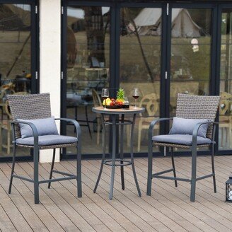 Fylbinye 3Pcs Outdoor Modern Bistro Set, Chairs Furniture Patio Sets - N/A