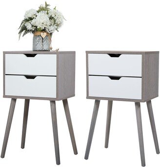 WELLFOR Two Drawer Nightstand,Set of 2