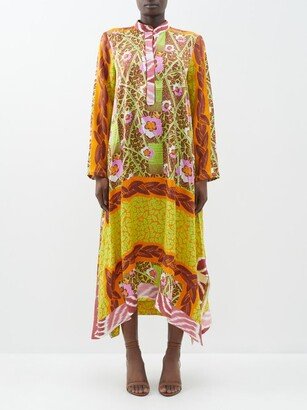 Floral-print Silk Kaftan Midi Dress