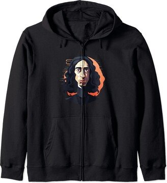 Baruch Spinoza Philosophy Art Designs Baruch Spinoza Caricature Zip Hoodie