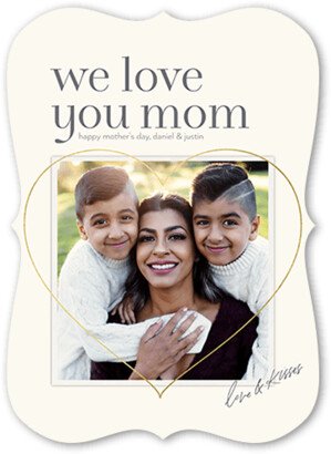 Mother's Day Cards: Love Mom Mother's Day Card, Beige, 5X7, Matte, Signature Smooth Cardstock, Bracket