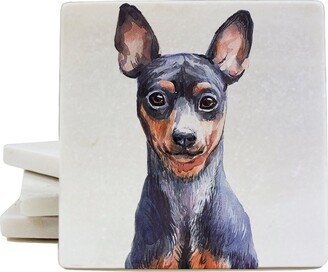 I Love My Min Pin Miniature Pinscher Marble Coaster For Drinks 4-Pack