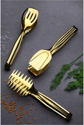 Titanium Gold Salad Servers, Dinner Personalized Servers Set, Kitchen Accessories Gift, Housewarming Cook Addict