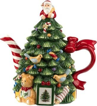 250th Anniversary Christmas Tree Figural Teapot,7.75 Inch