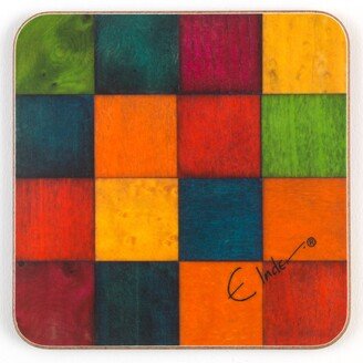 E. Inder Designs Coasters Set Of Four. Eye Catching Design From The Rainbow Range. Melamine Heat Resistant. Tied With Ribbon For Gifting.