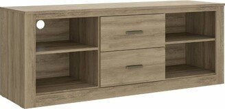 Wooden 2 Drawers and 4 Open Compartments TV Stand for TVs up to 59 Brown