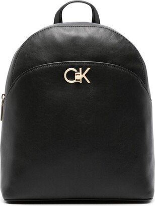 Monogram-Plaque Faux-Leather Backpack