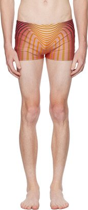 Red & Orange 'The Body Morphing' Swim Shorts