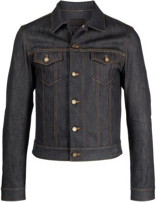 Fitted Button-Front Denim Jacket