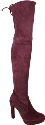 Women's Bordeaux Suede Over-the-knee Platform Boot