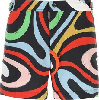 Marmo-Printed Knee Length Swim Shorts