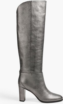 Madalie metallic pebbled-leather knee boots