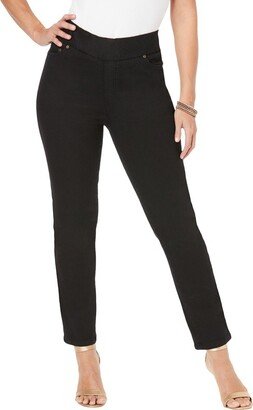 Jessica London Jeica London Women' Plu Size Petite Comfort Waitband Straight Leg Jean, 20 W - Black