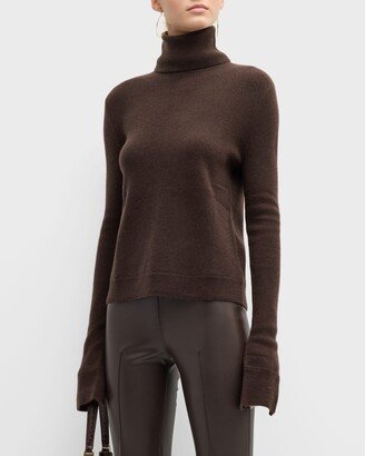 Grey/Ven Leslie Cashmere Split-Sleeve Turtleneck