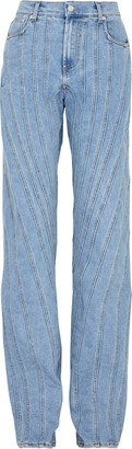 Spiral Panelled Wide-leg Jeans