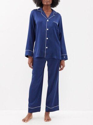 Piped Silk-blend Pyjama Set