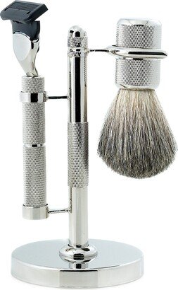 3-Piece Fusion Razor, Badger Hair Shaving Brush & Stand Set