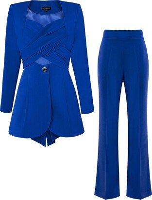 Tia Dorraine Royal Azure Statement Cross-Wrap Power Suit