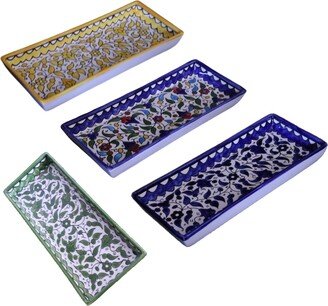 Palestinian Ceramic Serving Rectangle Plate Floral Style 11.8 Inches/30 cm