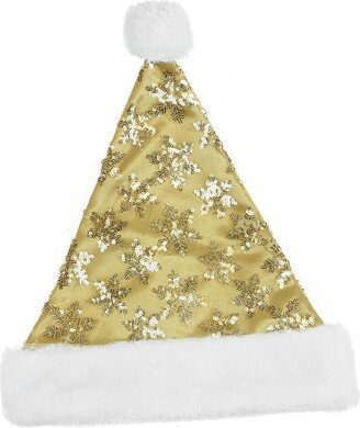 Northlight 21 Gold and White Sequin Snowflake Christmas Santa Hat Costume Accessory - Medium