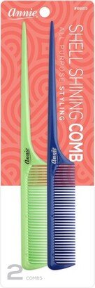 Annie International Shell Long Tail Shining Comb - 2ct