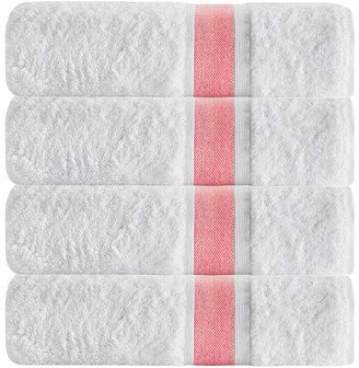 Set Of 4 Unique Salmon Stripe Bath Towels