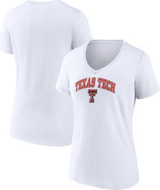 Women's Branded White Texas Tech Red Raiders Evergreen Campus V-Neck T-shirt