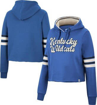 Women's Royal Kentucky Wildcats Retro Cropped Pullover Hoodie