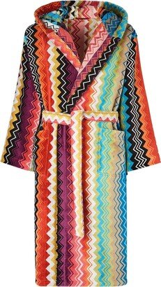 Zigzag-Woven Hooded Bath Robe