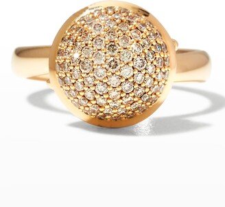 Rose Gold Brown Pave Diamond Bouton Ring, Size 7