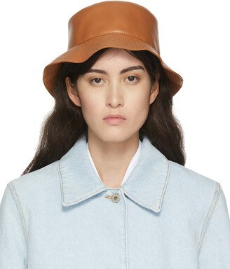 Tan Leather Fisherman Bucket Hat