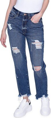 Blue Revival High Rise Distressed Boyfriend Jeans