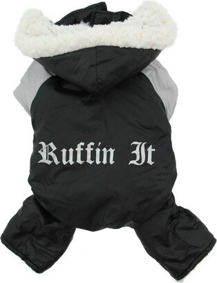 Doggie Design Ruffin It Winter Full Dog Snowsuit, Black and Gray, Small