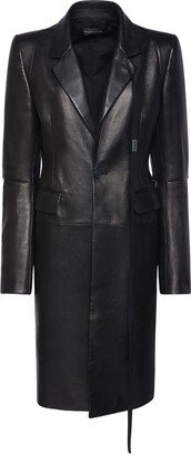 Nomie fitted leather long coat