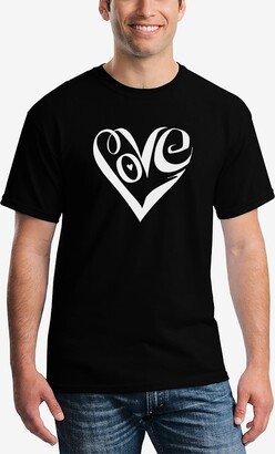 Men's Word Art Script Love Heart T-shirt