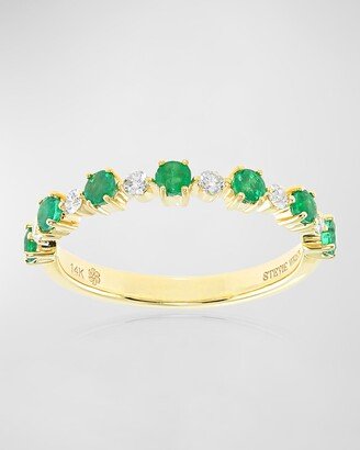 Stevie Wren Emerald and Diamond 14K Flowerette Ring