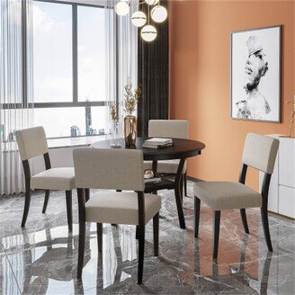 TiramisuBest Set of 5 Dining Table Set Round Table With Bottom Shelf And 4 Chairs