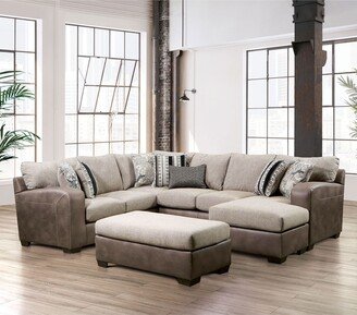 Pylet Contemporary Brown Microfiber U-Shaped Sectional