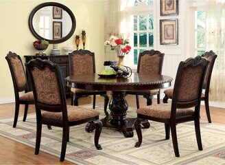 Naja Traditional Brown Cherry Wood Pedestal 7-Piece Dining Set