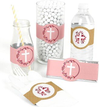 Big Dot Of Happiness Pink Elegant Cross - Girl Religious Party Diy Wrapper Favors & Decorations 15 Ct