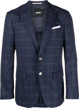 Check-Pattern Single-Breasted Blazer-AI